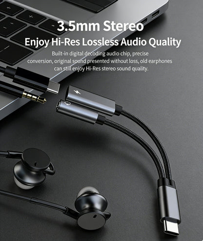 Samsung Galaxy S25 Headphone Adapter, USB C to AUX Mic Jack with PD 60W Fast Charging for Stereo, Earphones, Compatible with Samsung Galaxy S25/S25+/S25 Ultra/S24/S24+, Google Pixel 8/7 - Image 2