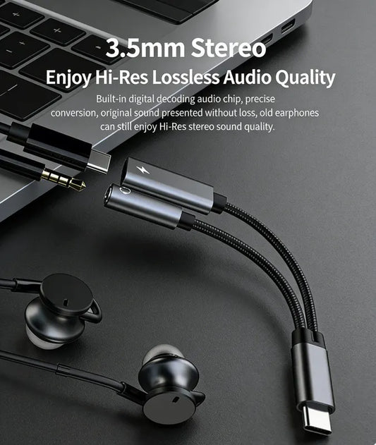 Samsung Galaxy S25 Headphone Adapter, USB C to AUX Mic Jack with PD 60W Fast Charging for Stereo, Earphones, Compatible with Samsung Galaxy S25/S25+/S25 Ultra/S24/S24+, Google Pixel 8/7 - Image 2