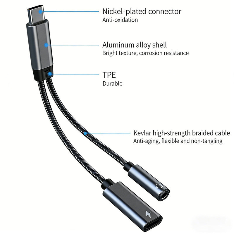 Samsung Galaxy S25 Headphone Adapter, USB C to AUX Mic Jack with PD 60W Fast Charging for Stereo, Earphones, Compatible with Samsung Galaxy S25/S25+/S25 Ultra/S24/S24+, Google Pixel 8/7 - Image 5