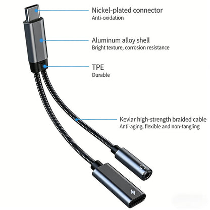 Samsung Galaxy S25 Headphone Adapter, USB C to AUX Mic Jack with PD 60W Fast Charging for Stereo, Earphones, Compatible with Samsung Galaxy S25/S25+/S25 Ultra/S24/S24+, Google Pixel 8/7 - Image 5