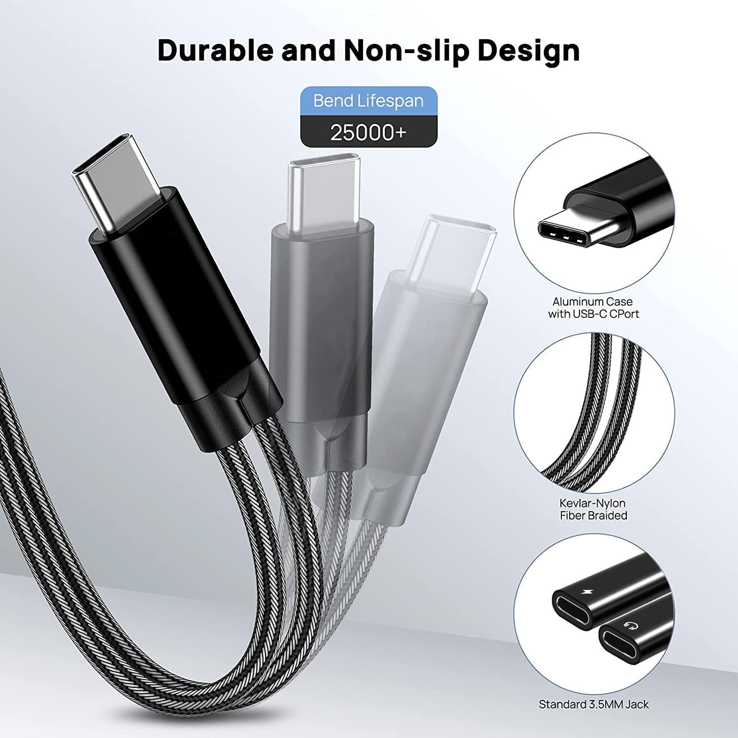USB C Splitter, Dual USB C Headphones and Charger Adapter with PD 60W Fast Charging for iPhone 16/16Pro/16Pro Max, Pixel 8 7 6XL,Samsung Galaxy S25 S24 S23 S22+ Note 20 and More - Image 3