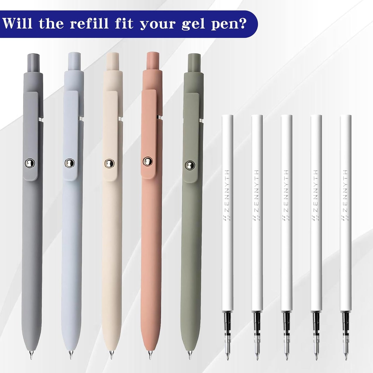 Gel Pen Refills 0.5 for Click pens with Spring, Quick Drying Ink Pen Refills Black Smooth Writing pens for Journaling (0.5 MM Fine Tip, Pack of 10) - Image 2