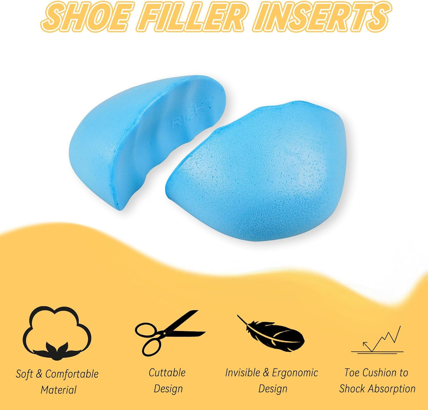 Shoe Filler for Too Big Shoes, Inserts to Make Shoe Smaller, Toe Filler Cushion Inserts for Loose Shoes, for Men and Women (L: one to Two Size Bigger) - Image 2
