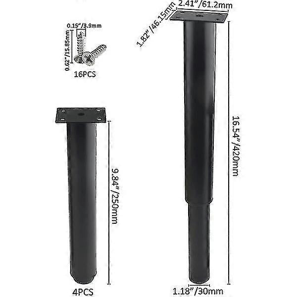 (25-42cm, black) Set of 4 strong adjustable metal furniture legs-YuJia - Image 4
