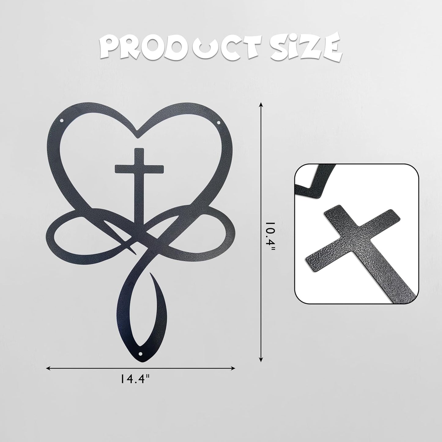 Metal Infinity Heart Cross Wall Decor, Unique Cross Decorative Wall Art, Heart And Love Sign Wall Plaques, Love Gift For Adult Home Wedding, Decor Room Bedroom Living Room Decoration（Black Iron Vein) - Image 2