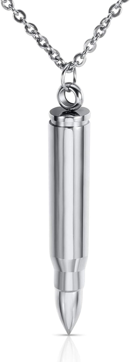 3PCS Personalized Stainless Steel Bullet Urn Necklace Keepsake Memorial Ashes Urn Necklaces for Men - Image 2