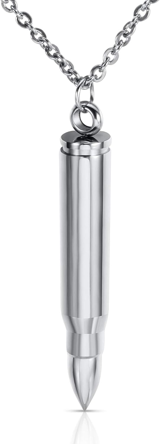 3PCS Personalized Stainless Steel Bullet Urn Necklace Keepsake Memorial Ashes Urn Necklaces for Men - Image 4
