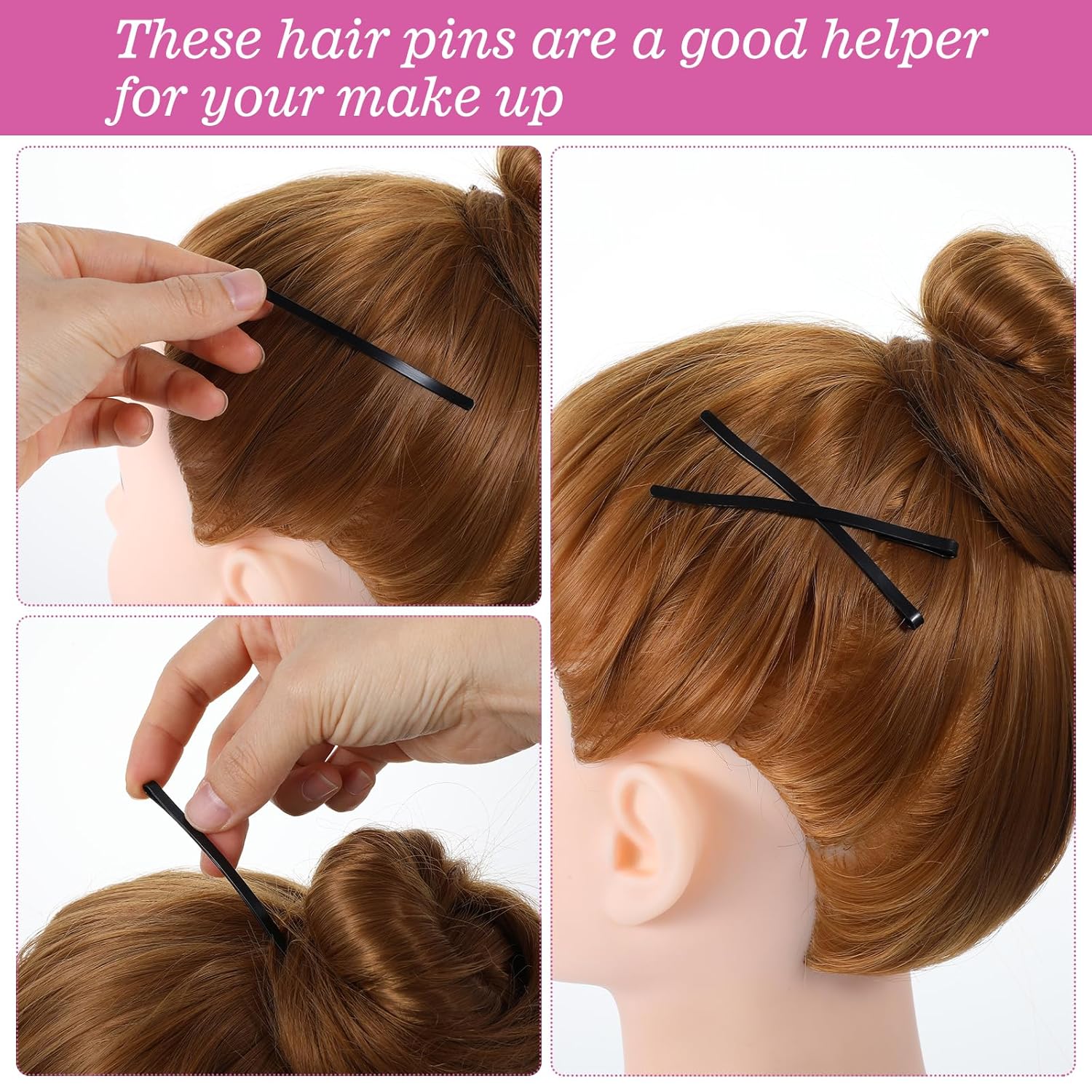 30pcs Black Jumbo Bobby Pins, 3.35 Inch Long Bobby Pins for Thick Updo Hair, Metal Hair Clips Hairpins Hair Accessories for Women, Long Hair Pins Hair Clips Hairpins Hair Accessories - Image 3