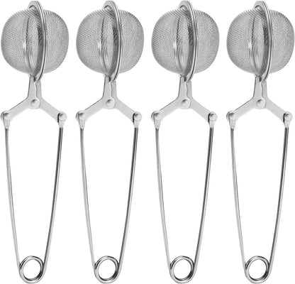 Tea Strainers for Loose Tea, 4 Pack Tea Infuser with Handle Fine Mesh Tea Ball Filter Tea Diffusers Steeper for Loose Leaf Tea, Spices, Seasonings