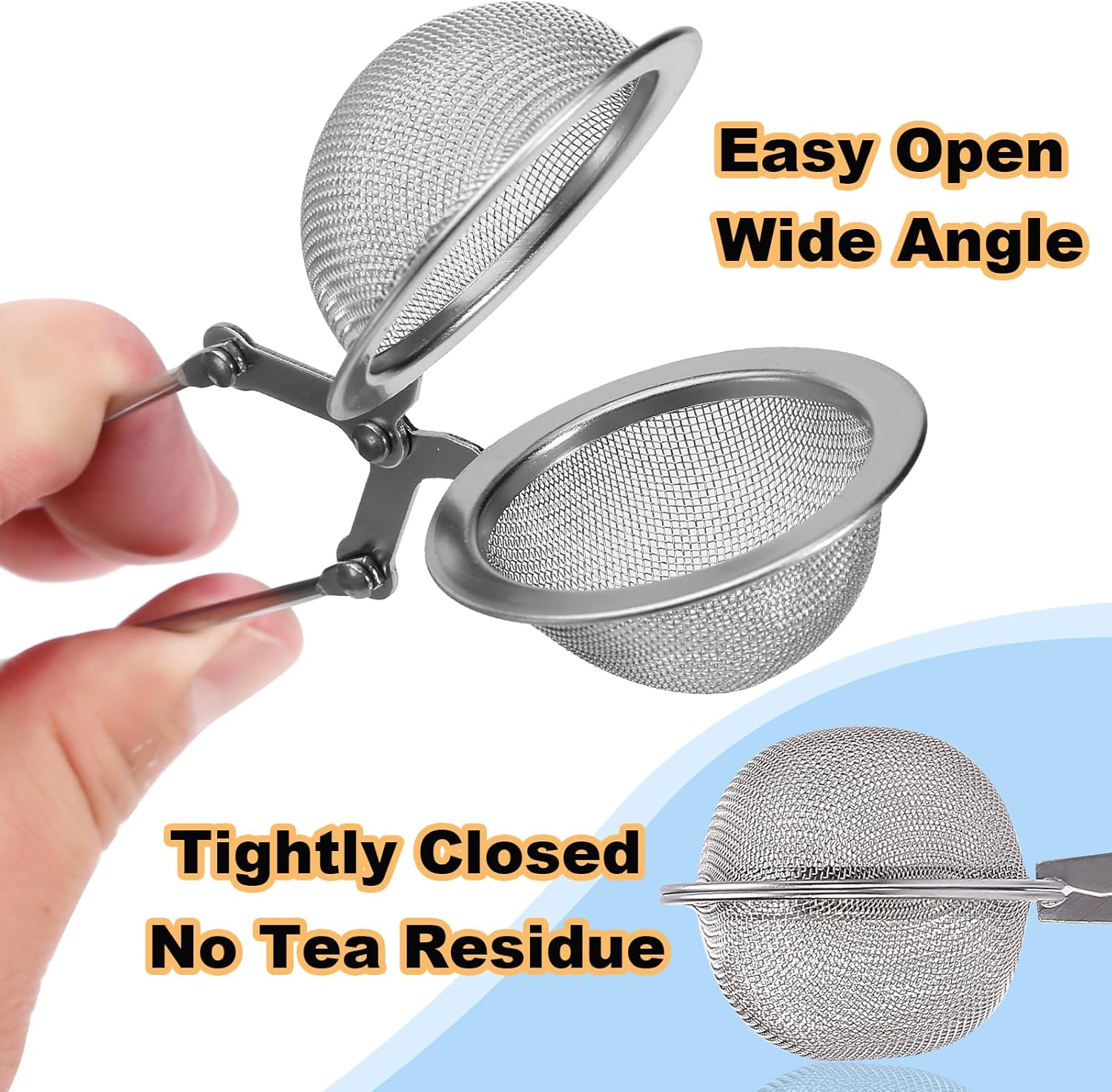 Tea Strainers for Loose Tea, 4 Pack Tea Infuser with Handle Fine Mesh Tea Ball Filter Tea Diffusers Steeper for Loose Leaf Tea, Spices, Seasonings - Image 3