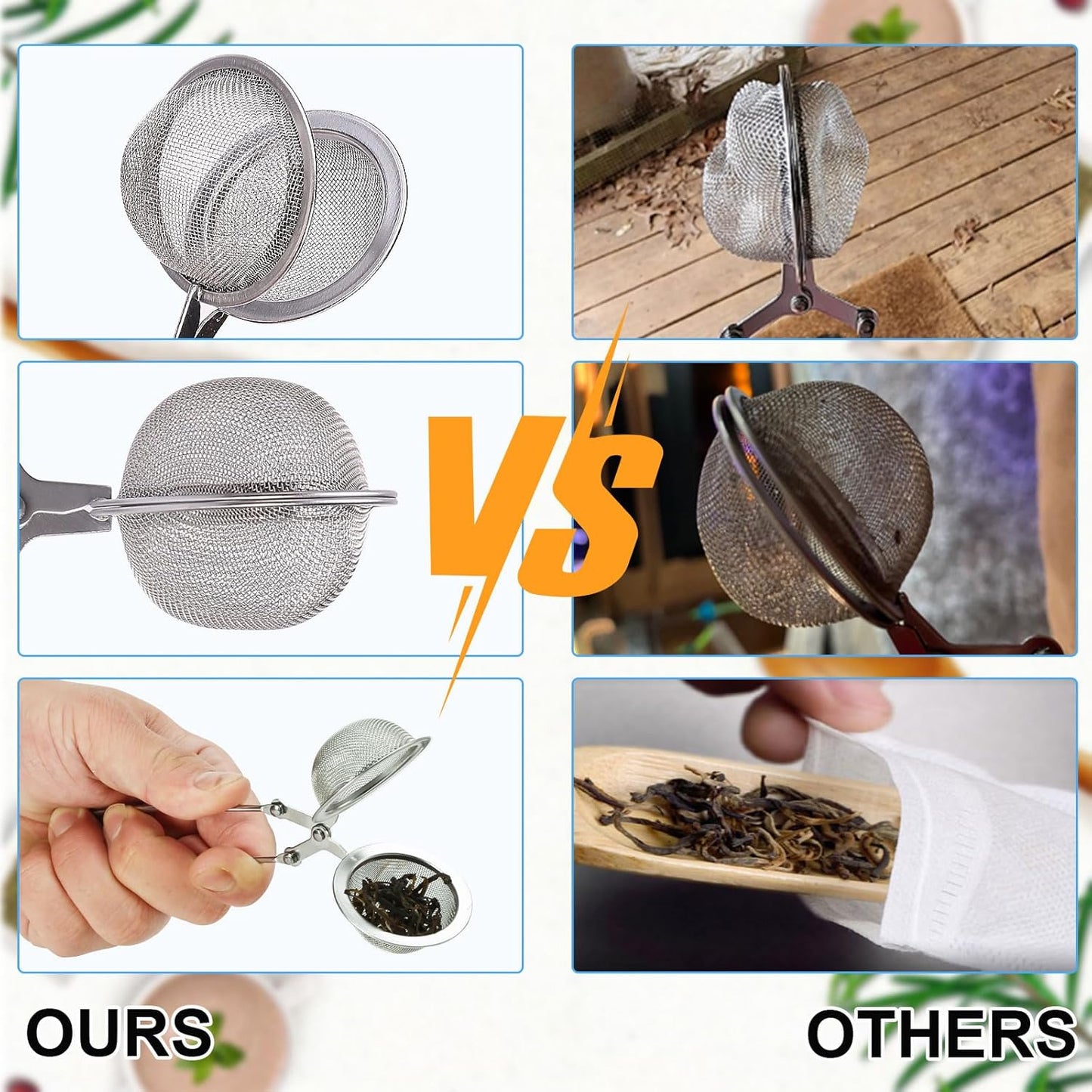 Tea Strainers for Loose Tea, 4 Pack Tea Infuser with Handle Fine Mesh Tea Ball Filter Tea Diffusers Steeper for Loose Leaf Tea, Spices, Seasonings - Image 4