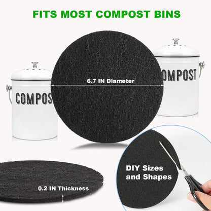 Charcoal Filters for Kitchen Compost Bin, 6 Pack Filters for Compost Pails Countertop Bin Replacement, Activated Charcoal Home Bucket Refill Sets, Round 6.7 Inch - Image 4