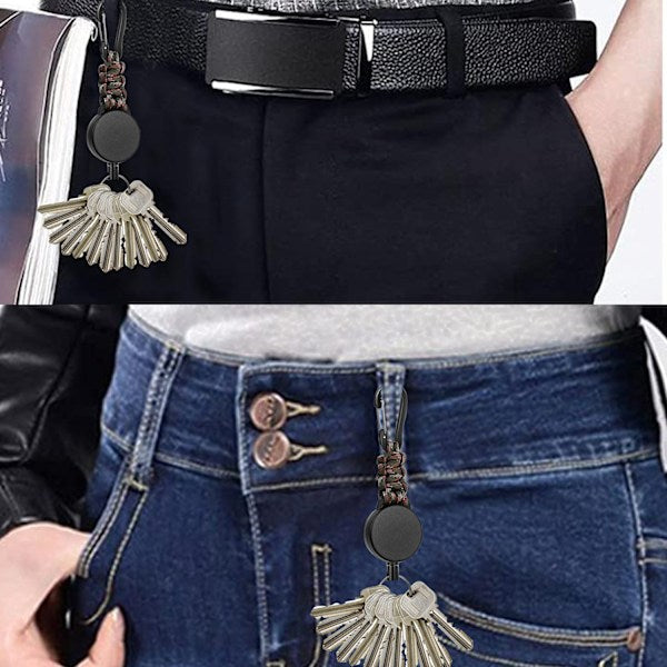 Retractable Key Rings Carabiner with 60cm Steel Cable and Key Ring 170g-200g Tensile Strength 3-Pack - Image 5