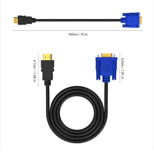 HDMI to VGA Cable 1.8m 1080P Full HD Support PC, Laptop, DVD, HD - Image 4