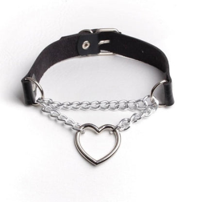 Black PU Leather Necklace with Heart - Image 4