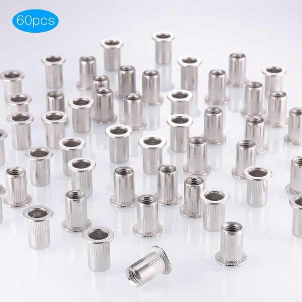 60pcs 304 Stainless Steel Rivet Nut M8 Flat Head Blind Nut Threaded Rivet Nut Rivet Nut for Threaded Insert Plys - Image 5
