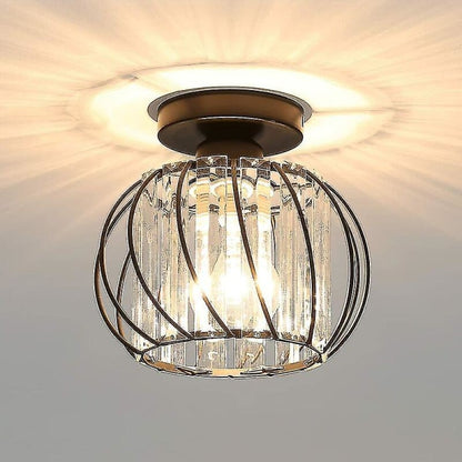 Modern Crystal Ceiling Light E27 LED Chandelier Compatible with Philips, Black Design for Kitchen Dining Room Bedroom Hallway Entrance