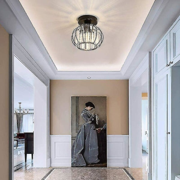 Modern Crystal Ceiling Light E27 LED Chandelier Compatible with Philips, Black Design for Kitchen Dining Room Bedroom Hallway Entrance - Image 2