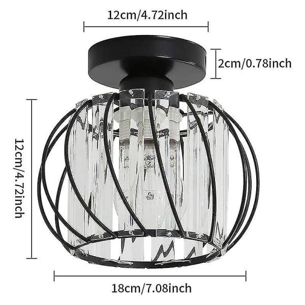 Modern Crystal Ceiling Light E27 LED Chandelier Compatible with Philips, Black Design for Kitchen Dining Room Bedroom Hallway Entrance - Image 3