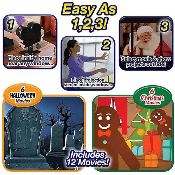 Christmas and Halloween Hologram Projector Window Projector LED - Image 4