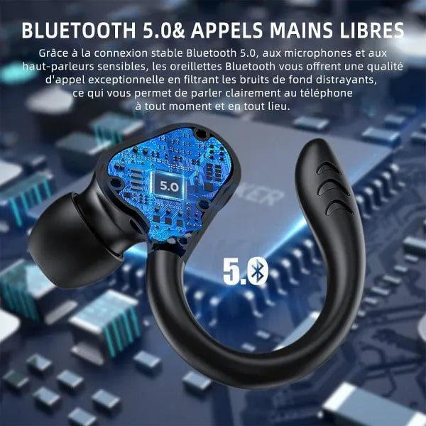 Sports Wireless Bluetooth Headphones, Wireless Headphones with Mic Bluetooth, Hi-Fi Stereo Bluetooth Headset Bluetooth Headset for Sports, Work Dark - Image 3