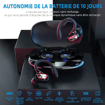 Sports Wireless Bluetooth Headphones, Wireless Headphones with Mic Bluetooth, Hi-Fi Stereo Bluetooth Headset Bluetooth Headset for Sports, Work Dark - Image 4