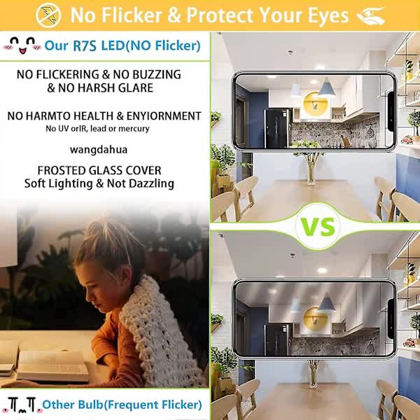 2 Pcs R7s 118mm 30W Dimmable LED Bulb Warm White 3000K Flicker Free - Image 2