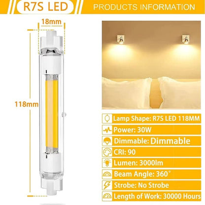 2 Pcs R7s 118mm 30W Dimmable LED Bulb Warm White 3000K Flicker Free - Image 5