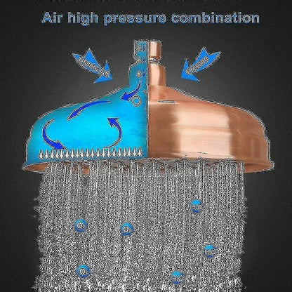 Copper High Pressure Rain Shower Head 20cm 8 Inch Adjustable Angle Fixed Mount Gold - Image 3