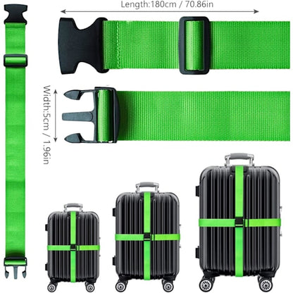 Suitcase 4-piece Luggage Strap Luggage Strap Set Cross Luggage Strap Adjustable Suitcase Strap Buckle Suitcase Strap RED - Image 4