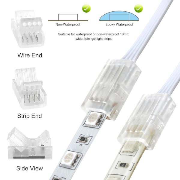 10mm RGB LED Strip Connector Kit 5-Pack with 10m Cable, Compatible with 5050 2835 LED Strip Lights, Includes Screwdriver - Image 3