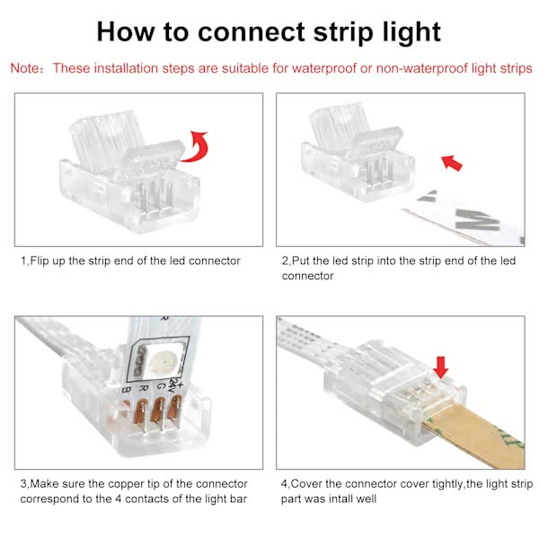 10mm RGB LED Strip Connector Kit 5-Pack with 10m Cable, Compatible with 5050 2835 LED Strip Lights, Includes Screwdriver - Image 4