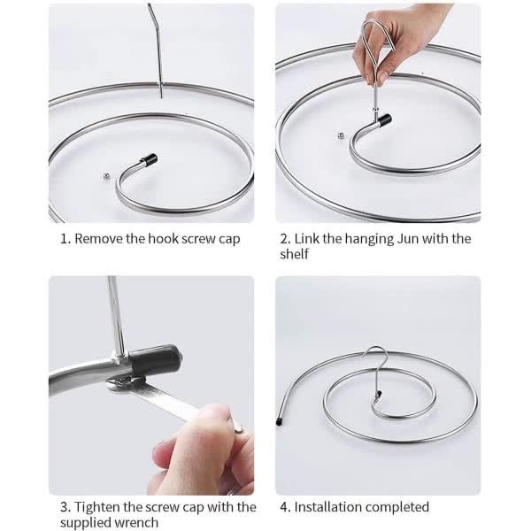 Stainless Steel Spiral Laundry Hanger for Blankets Sheets Curtains 2 Pcs Silver Clothes Drying Rack - Image 2