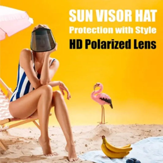 Visor Hat with HD Polarized Lenses UV Protection Adjustable Sweatband for Outdoor Golf Beach Pink - Image 3