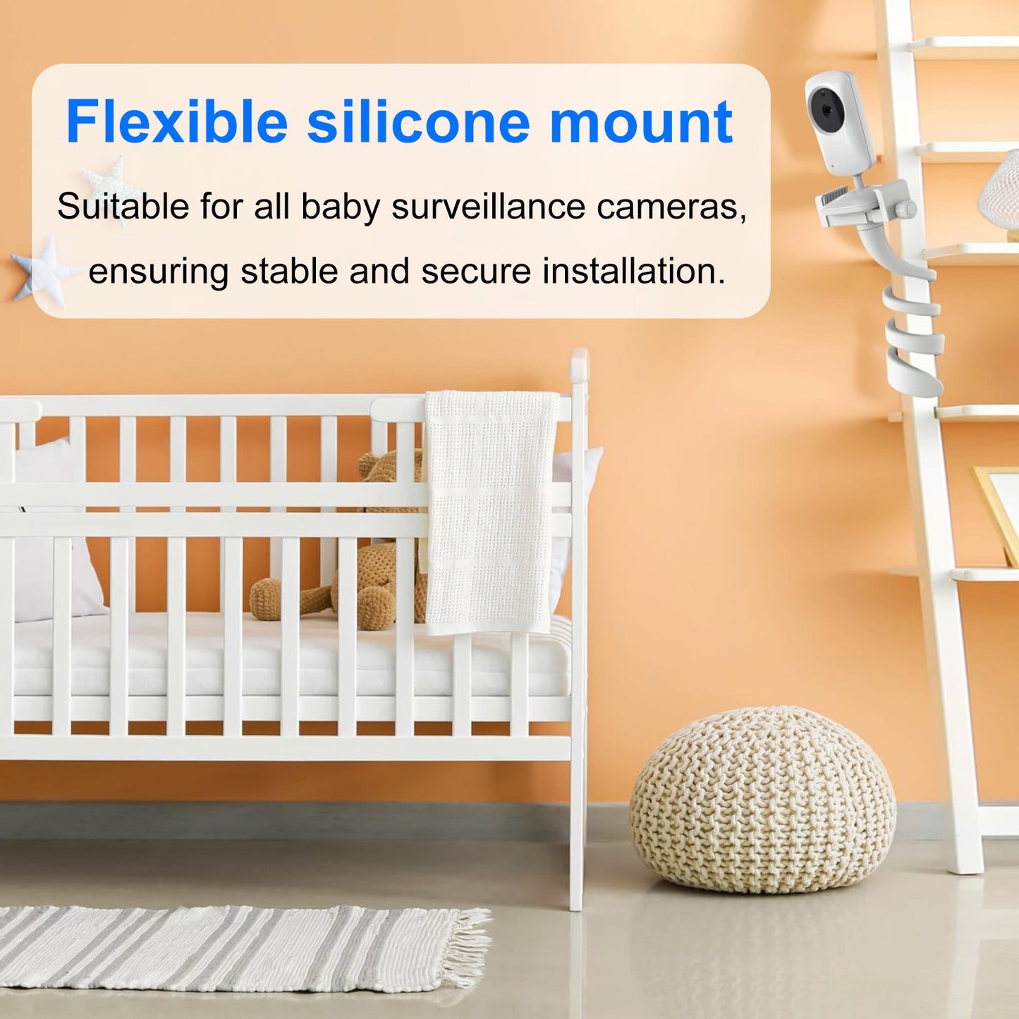 Flexible White Silicone Universal Baby Monitor Holder Tripod - Image 2
