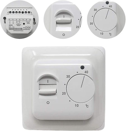 Electric Underfloor Heating Thermostat, 220V 16A with Probe, Mechanical Control, Energy Class A+++, Compatible with Underfloor Heating Systems