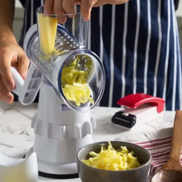 White Rotary Grater Vegetable Cutter and Shredder - Image 4
