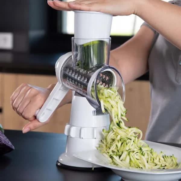 White Rotary Grater Vegetable Cutter and Shredder - Image 5
