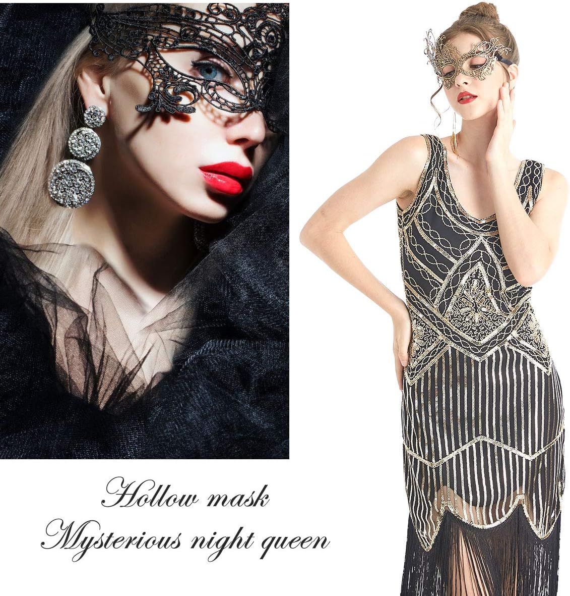 Venetian Masquerade Mask for Women Elegant Lace Halloween Mardi Gras Party Gold Silver Black - Image 3