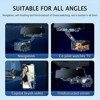 Car Rearview Mirror Phone Holder 360 Rotating Navigation Mount for Car - Image 2