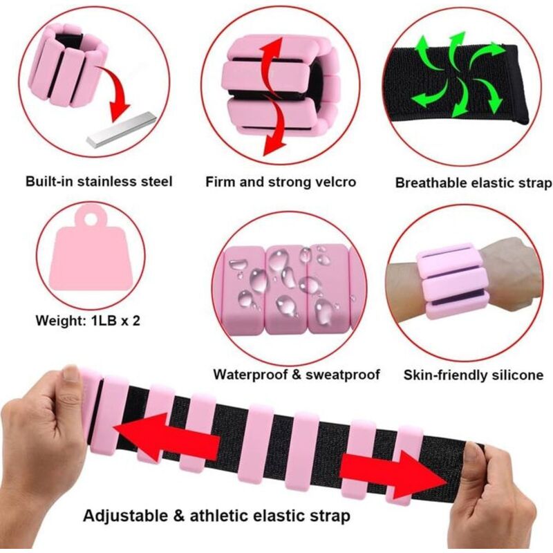 Adjustable Ankle Wrist Weights 900g 2 PCS for Training Walking Jogging Yoga Aerobics Pilates - Image 2