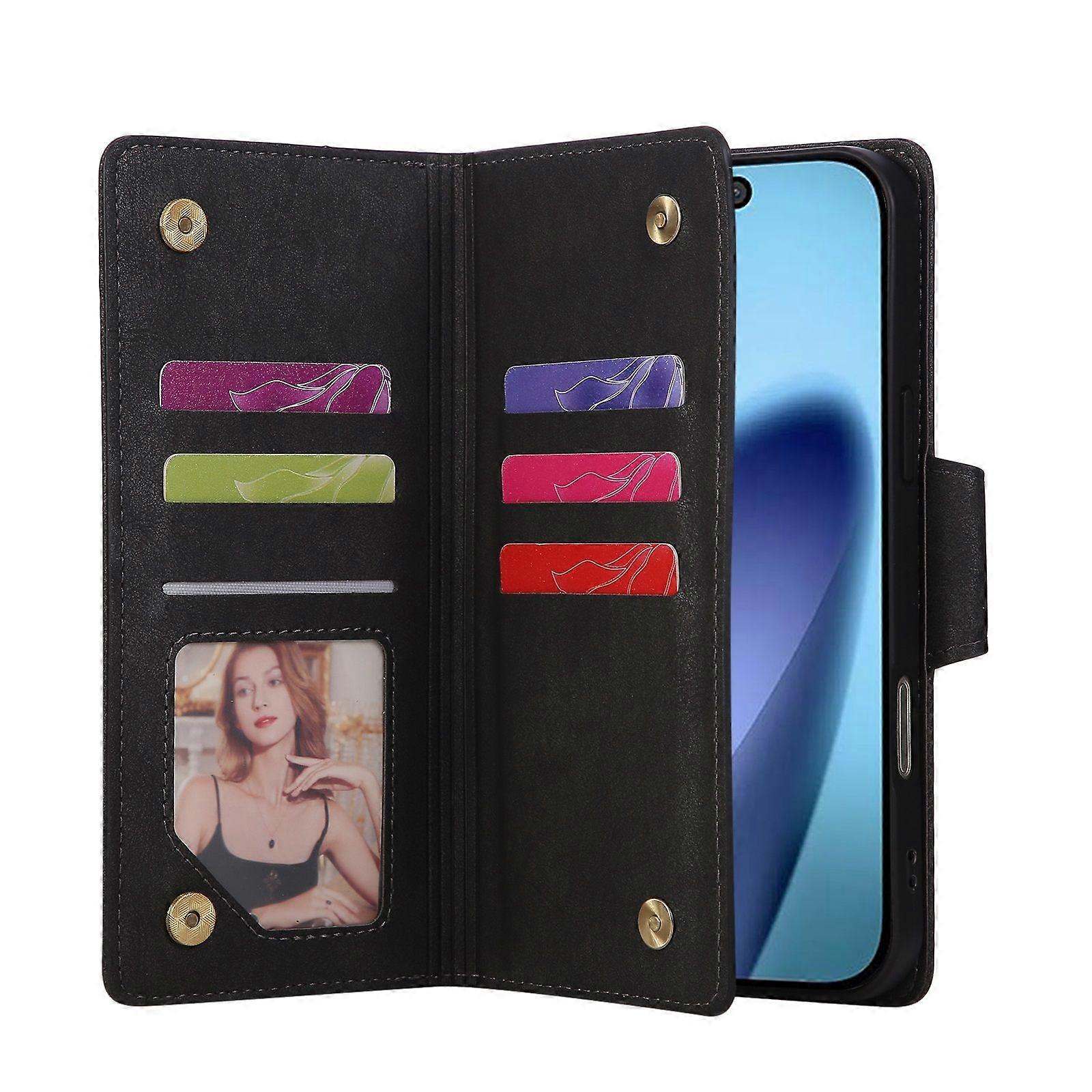 Magnetic Leather Wallet Card Holder Compatible with iPhone 17 Pro Max Black - Image 3
