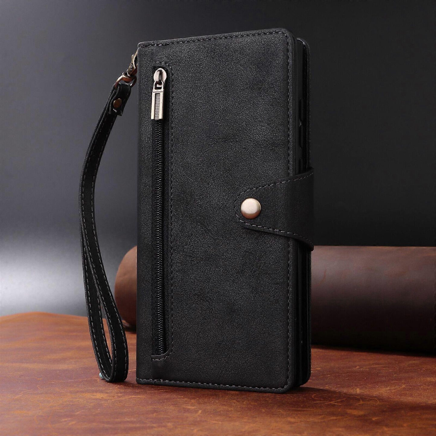Magnetic Leather Wallet Card Holder Compatible with iPhone 17 Pro Max Black - Image 5