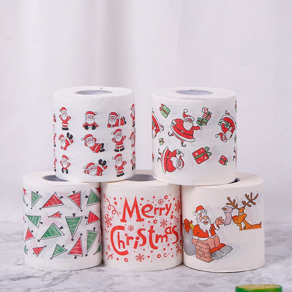 Christmas Toilet Paper 5 Rolls for Home Office Restroom Holiday Decor - Image 4