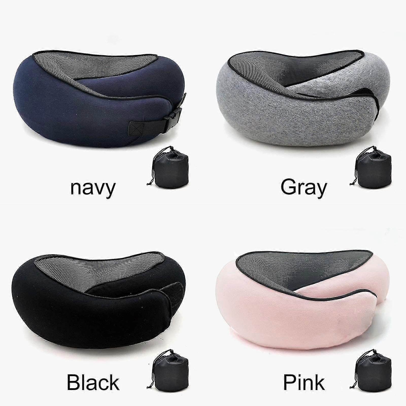 Memory Foam Travel Neck Pillow U-Shaped, Cervical Support Pillow for Airplane Sleep, Black - Image 2