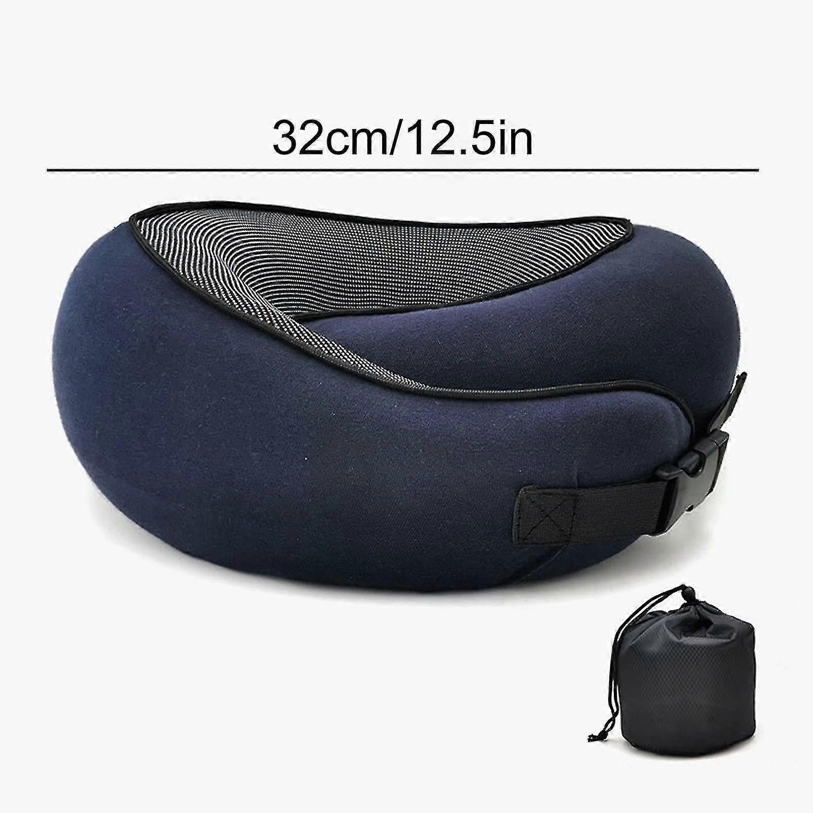 Memory Foam Travel Neck Pillow U-Shaped, Cervical Support Pillow for Airplane Sleep, Black - Image 4
