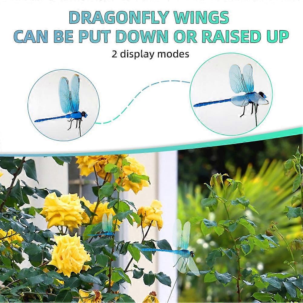 12pcs 3D Artificial Dragonfly Clips for Outdoor Garden Decor Gardening - Image 5
