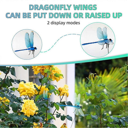 12pcs 3D Artificial Dragonfly Clips for Outdoor Garden Decor Gardening - Image 5