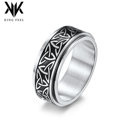 Nordic Norwegian Viking Triangle Knot Rotatable Titanium Steel Ring for Men and Women Relaxing Finger Ring Hand Forged - Image 2