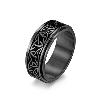 Nordic Norwegian Viking Triangle Knot Rotatable Titanium Steel Ring for Men and Women Relaxing Finger Ring Hand Forged - Image 6